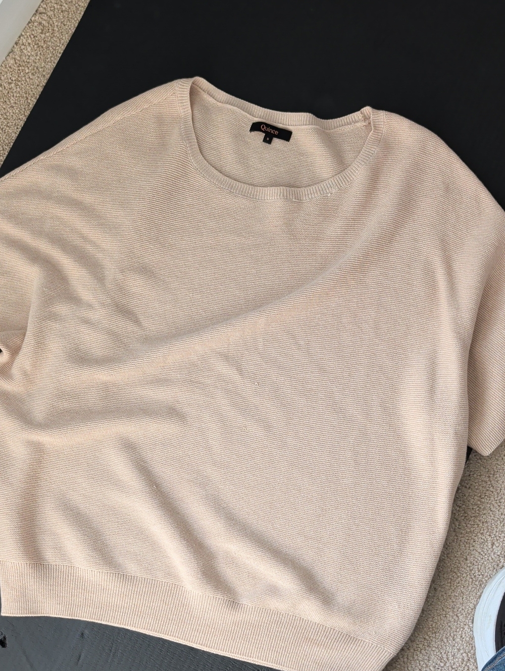 Quince Mongolian Cashmere Tee Crew Neck Sweater Beige Small